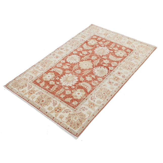 Ziegler 3' 2" X 5' 1" Wool Hand-Knotted Rug 3' 2" X 5' 1" (97 X 155) / Red / Ivory