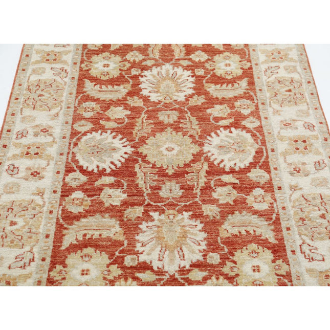 Ziegler 3' 2" X 5' 1" Wool Hand-Knotted Rug 3' 2" X 5' 1" (97 X 155) / Red / Ivory
