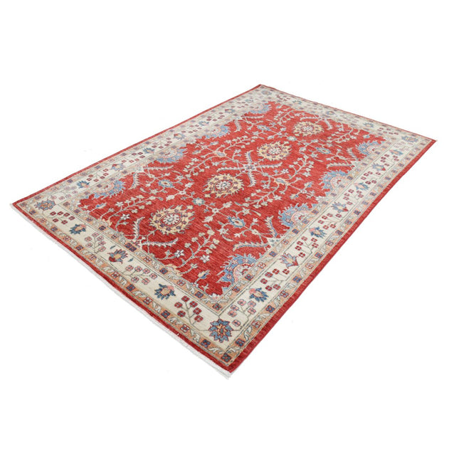 Ziegler 5' 4" X 8' 2" Wool Hand-Knotted Rug 5' 4" X 8' 2" (163 X 249) / Red / Ivory