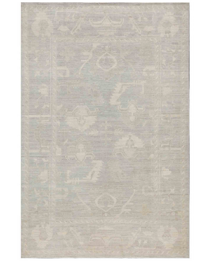 Hand Knotted Oushak Wool Rug 6' 4" X 9' 5"
