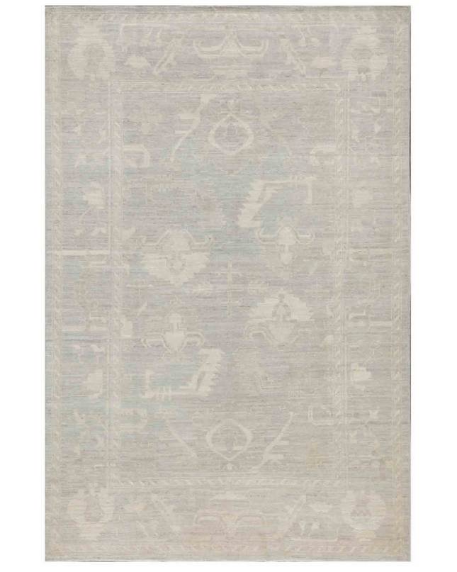 Hand Knotted Oushak Wool Rug 6' 4" X 9' 5"