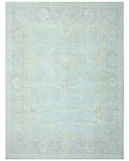 Hand Knotted Oushak Wool Rug 8' 11" X 11' 9"