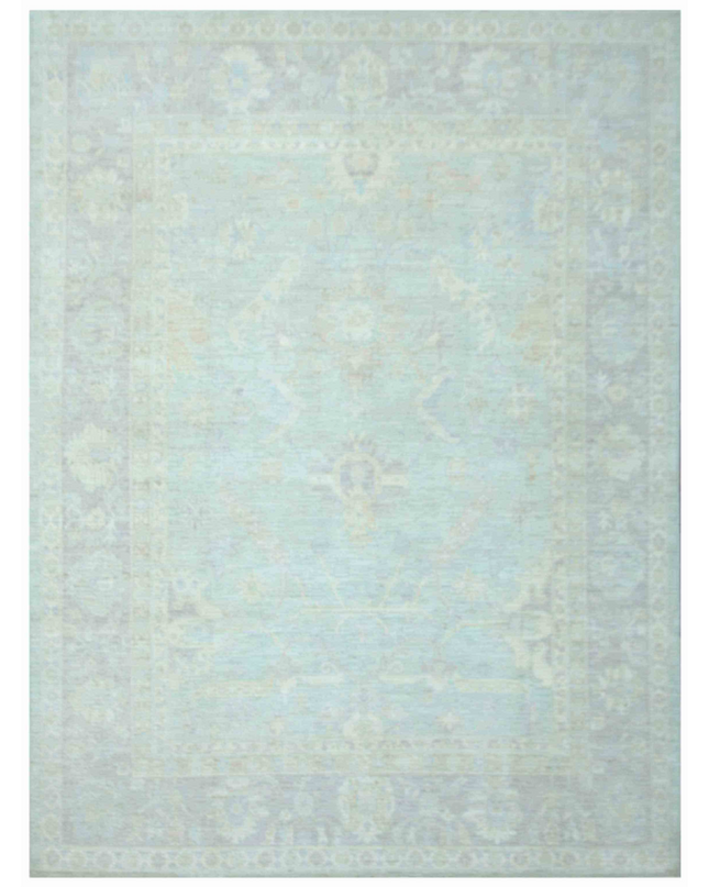 Hand Knotted Oushak Wool Rug 8' 11" X 11' 9"