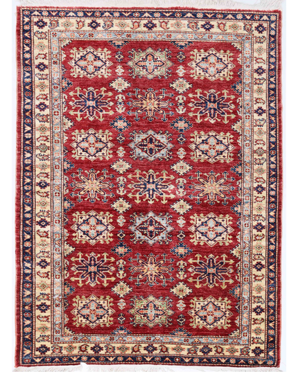 Hand Knotted Kazak Wool Rug 4' 2" X 5' 7"