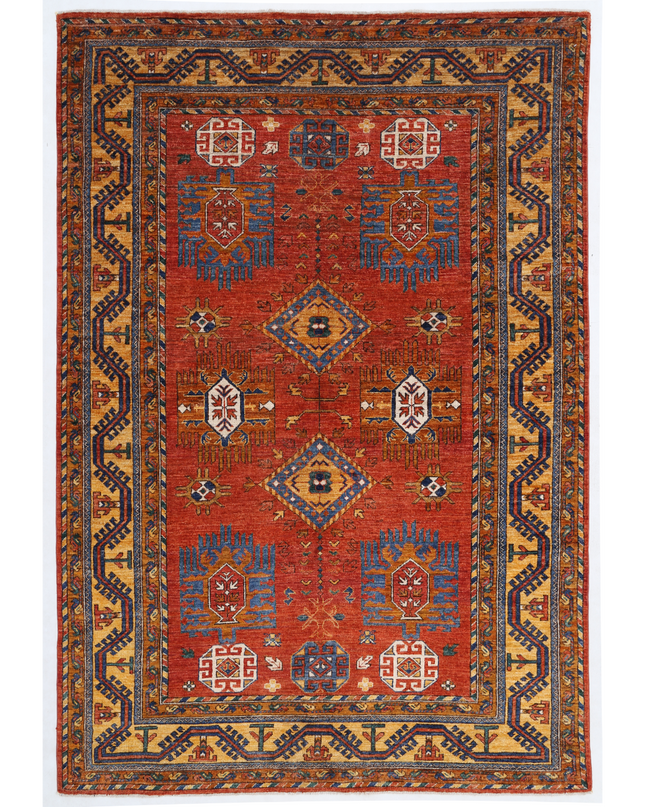 Hand Knotted Humna Wool Rug 6' 1" X 9' 2"