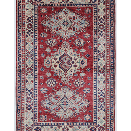 Hand Knotted Kazak Wool Rug 3' 10" X 5' 11"