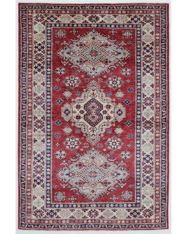 Hand Knotted Kazak Wool Rug 3' 10" X 5' 11"