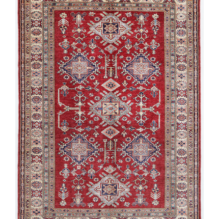 Hand Knotted Kazak Wool Rug 5' 6" X 7' 9"