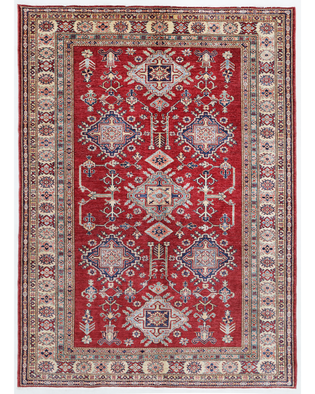 Hand Knotted Kazak Wool Rug 5' 6" X 7' 9"