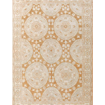 Hand Knotted Oushak Wool Rug 6' 7" X 9' 11"
