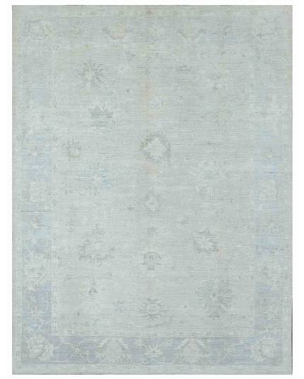 Hand Knotted Oushak Wool Rug 9' 1" X 11' 10"