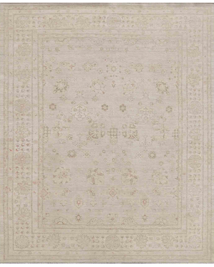 Hand Knotted Oushak Wool Rug 7' 11" X 9' 7"