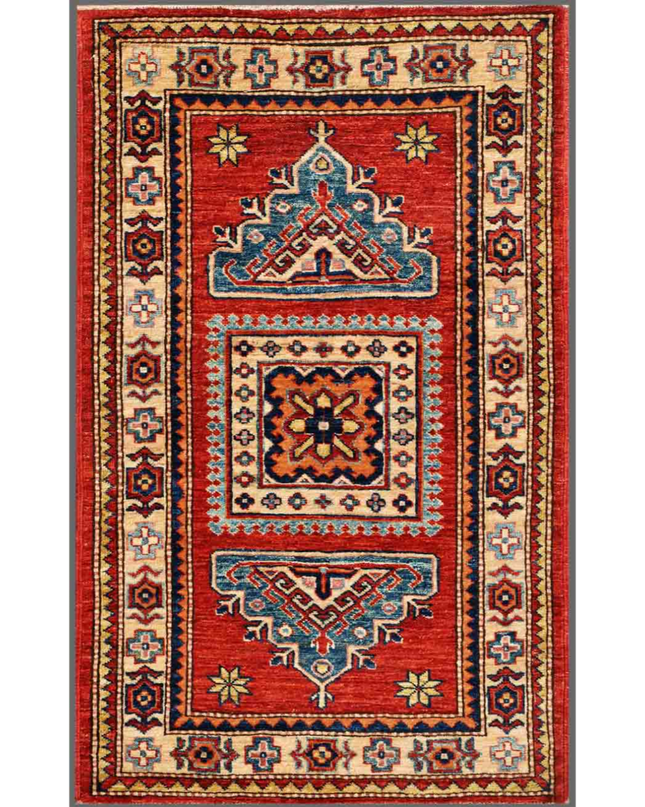 Hand Knotted Kazak Wool Rug 2' 8" X 4' 3"