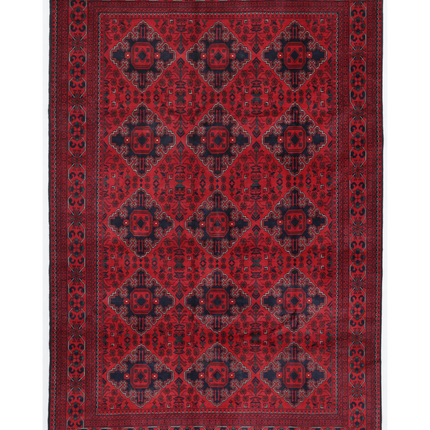 Hand Knotted Afghan Wool Rug 6' 4" X 9' 6"