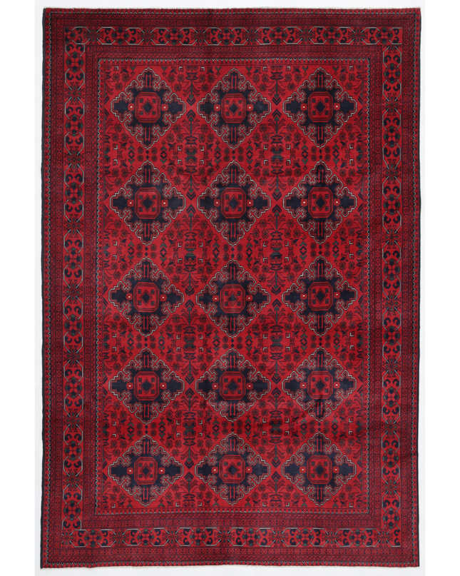 Hand Knotted Afghan Wool Rug 6' 4" X 9' 6"