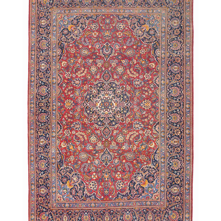 Hand Knotted Kashan Wool Rug 7' 3" X 10' 9"