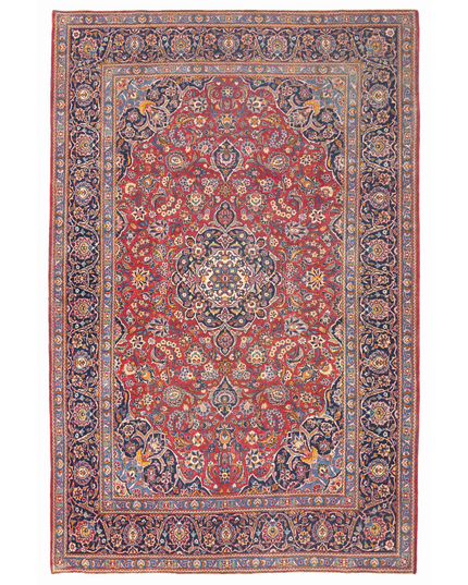Hand Knotted Kashan Wool Rug 7' 3" X 10' 9"