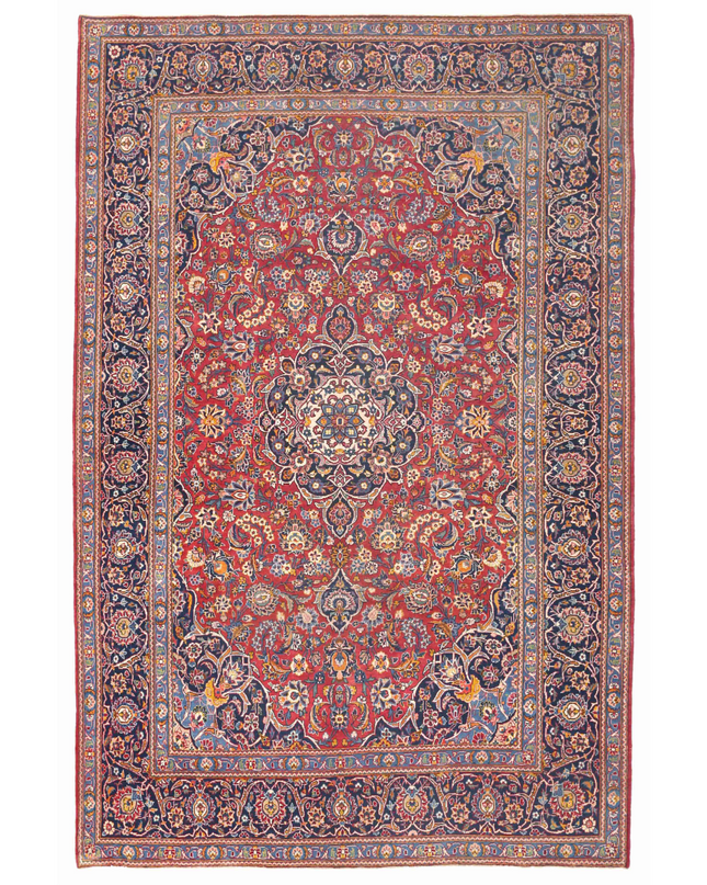Hand Knotted Kashan Wool Rug 7' 3" X 10' 9"