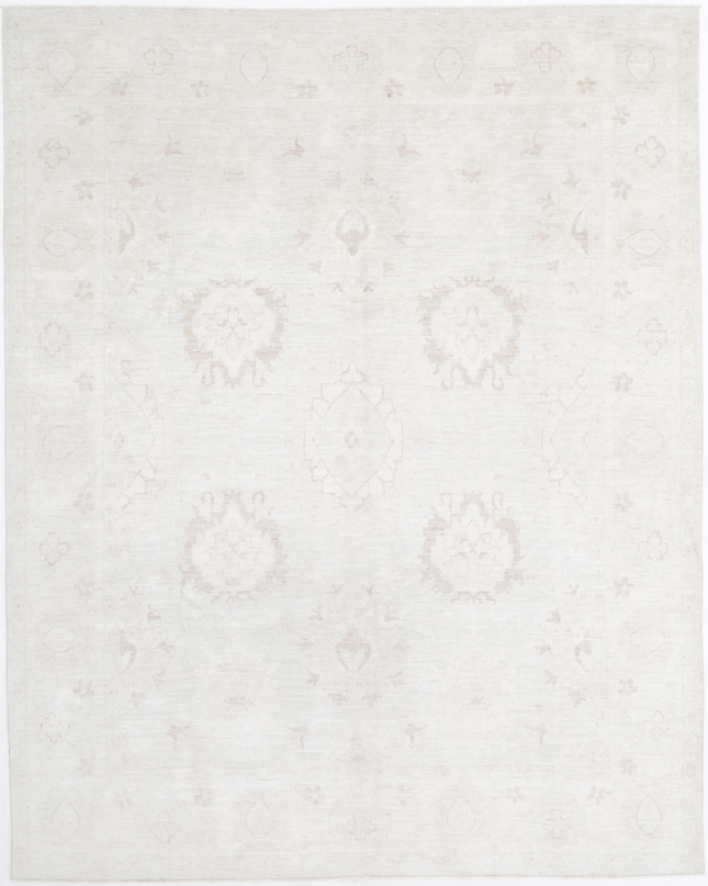 Hand Knotted Oushak Wool Rug 7' 9" X 9' 9"