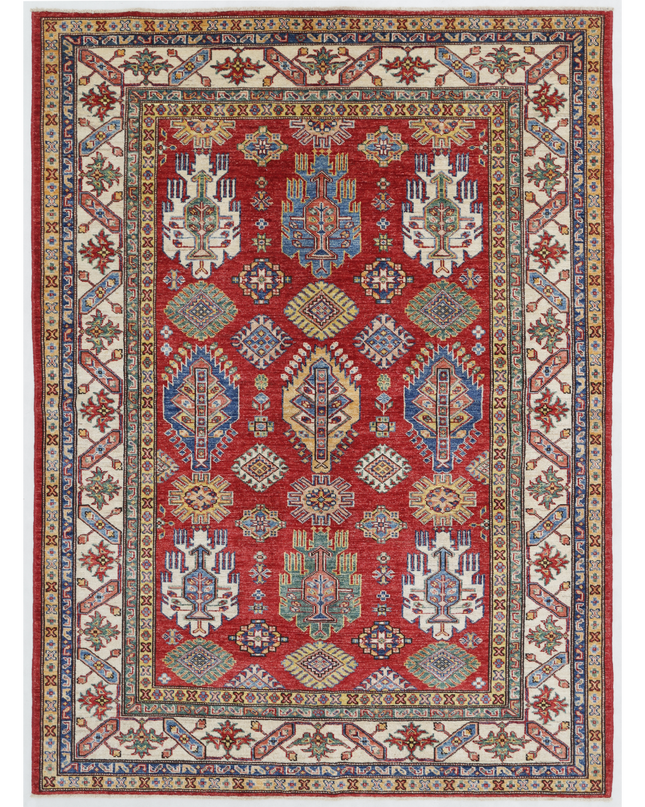 Hand Knotted Kazak Wool Rug 5' 1" X 6' 11"