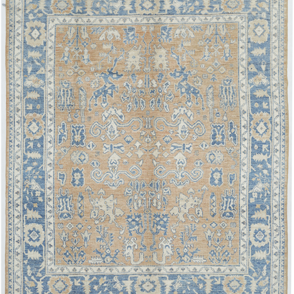 Hand Knotted Oushak Wool Rug 8' 1" X 9' 9"
