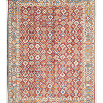 Hand Knotted Oushak Wool Rug 9' 5" X 12' 8"