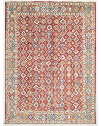 Hand Knotted Oushak Wool Rug 9' 5" X 12' 8"