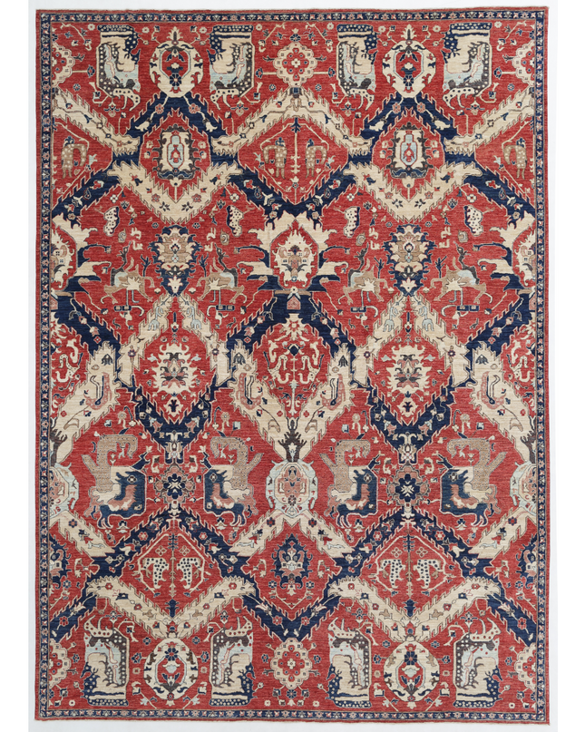 Hand Knotted Heriz Wool Rug 9' 10" X 13' 7"