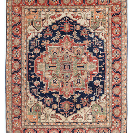 Hand Knotted Heriz Wool Rug 7' 11" X 9' 10"