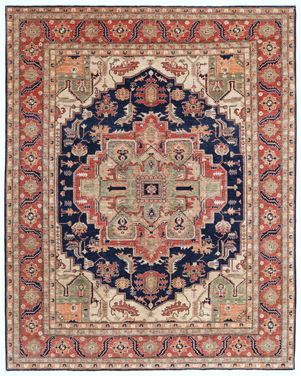 Hand Knotted Heriz Wool Rug 7' 11" X 9' 10"