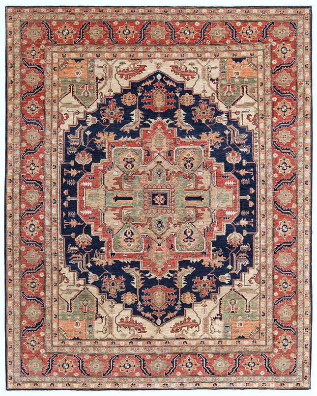 Hand Knotted Heriz Wool Rug 7' 11" X 9' 10"