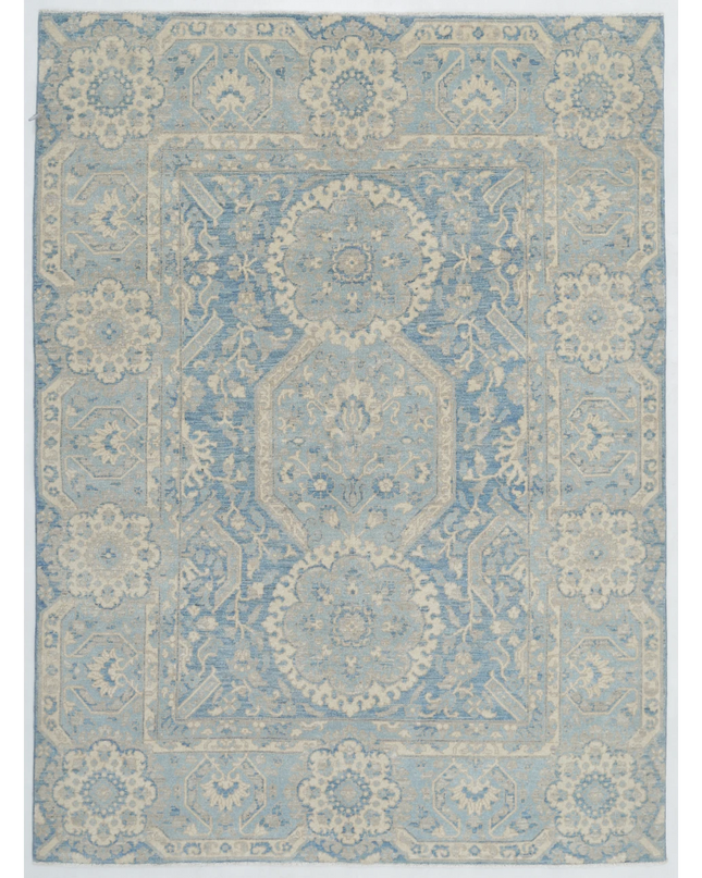 Hand Knotted Ziegler Wool Rug 5' 0" X 6' 9"