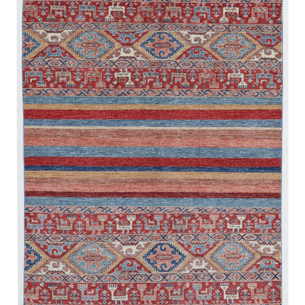 Hand Knotted Khurjeen Wool Rug 4' 10" X 6' 4"