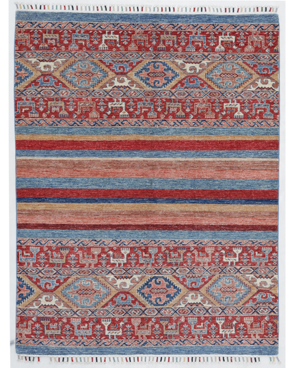 Hand Knotted Khurjeen Wool Rug 4' 10" X 6' 4"