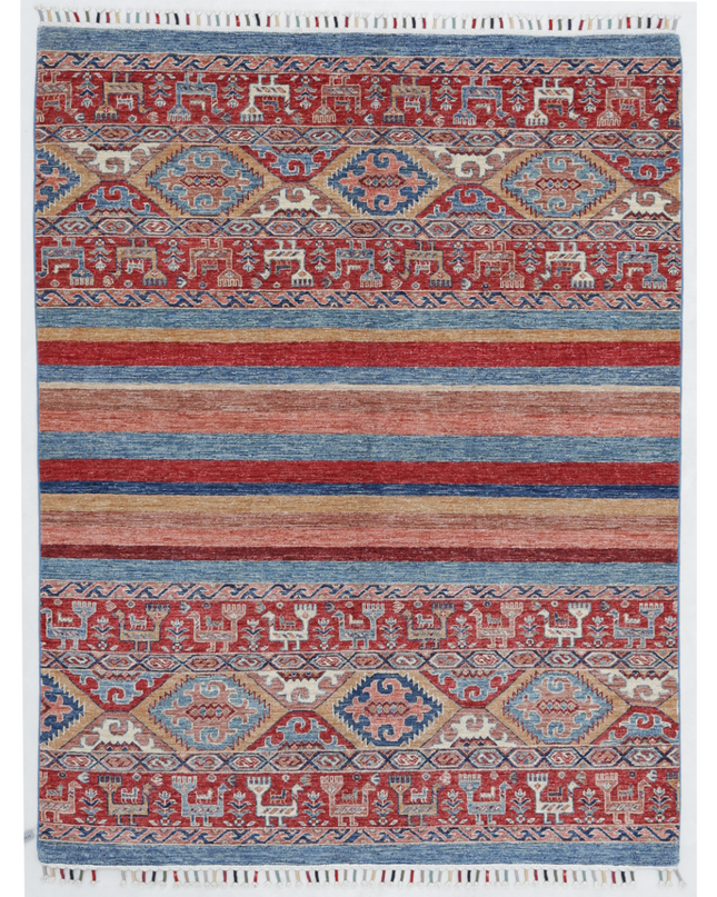 Hand Knotted Khurjeen Wool Rug 4' 10" X 6' 4"