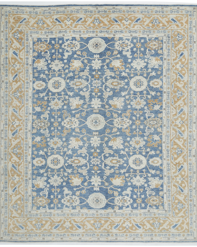 Hand Knotted Oushak Wool Rug 8' 7" X 10' 2"