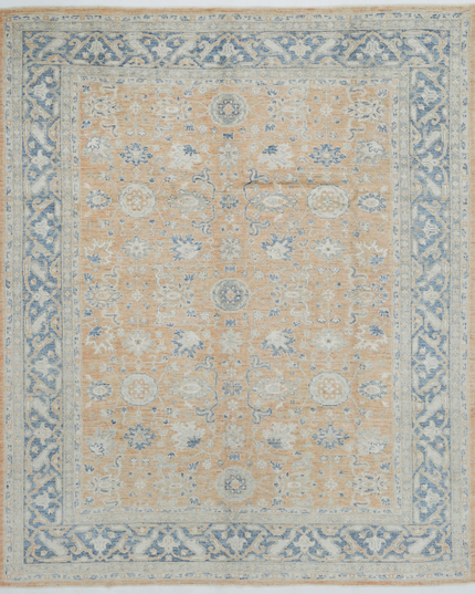 Hand Knotted Oushak Wool Rug 8' 1" X 9' 5"