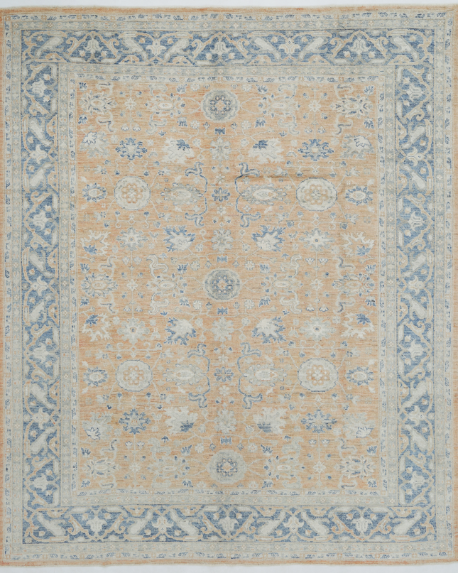 Hand Knotted Oushak Wool Rug 8' 1" X 9' 5"