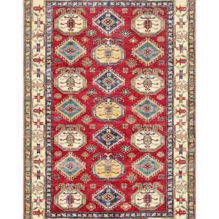 Hand Knotted Kazak Wool Rug 5' 5" X 7' 11"
