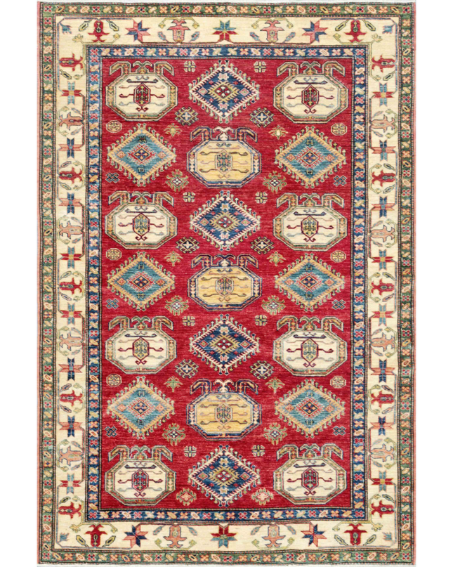 Hand Knotted Kazak Wool Rug 5' 5" X 7' 11"
