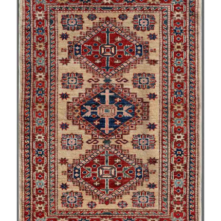 Hand Knotted Kazak Wool Rug 2' 7" X 3' 6"