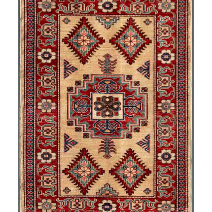 Hand Knotted Kazak Wool Rug 2' 7" X 3' 7"