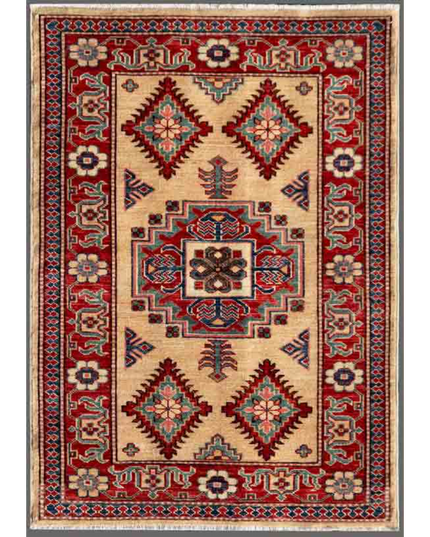 Hand Knotted Kazak Wool Rug 2' 7" X 3' 7"
