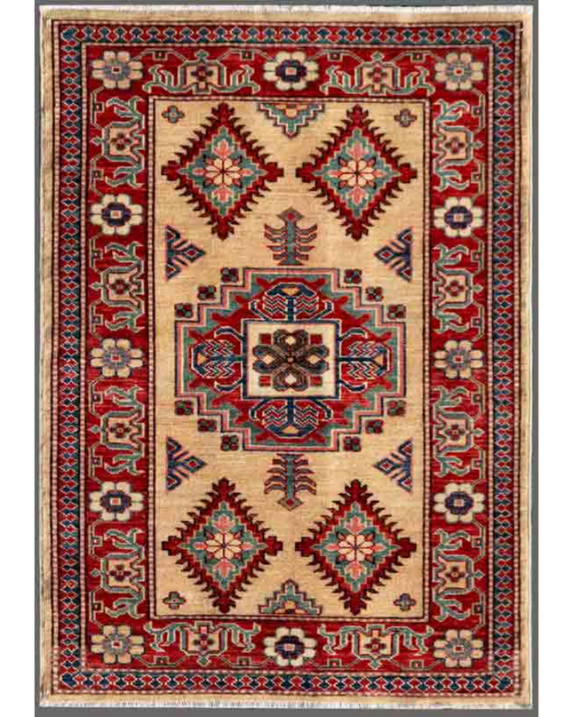Hand Knotted Kazak Wool Rug 2' 7" X 3' 7"