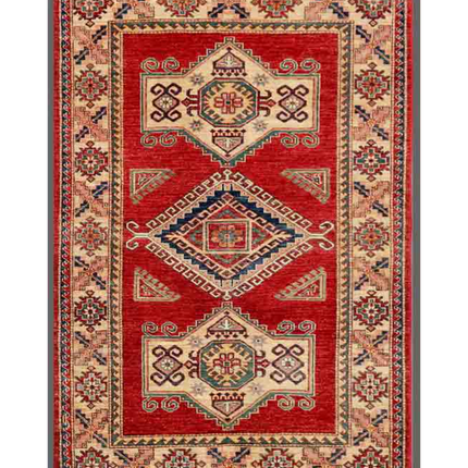 Hand Knotted Kazak Wool Rug 4' 1" X 6' 2"