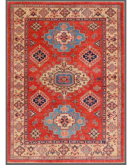 Hand Knotted Kazak Wool Rug 4' 0" X 5' 7"