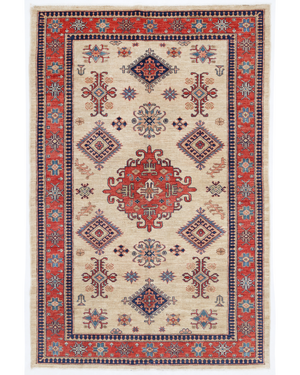 Hand Knotted Kazak Wool Rug 5' 5" X 8' 1"