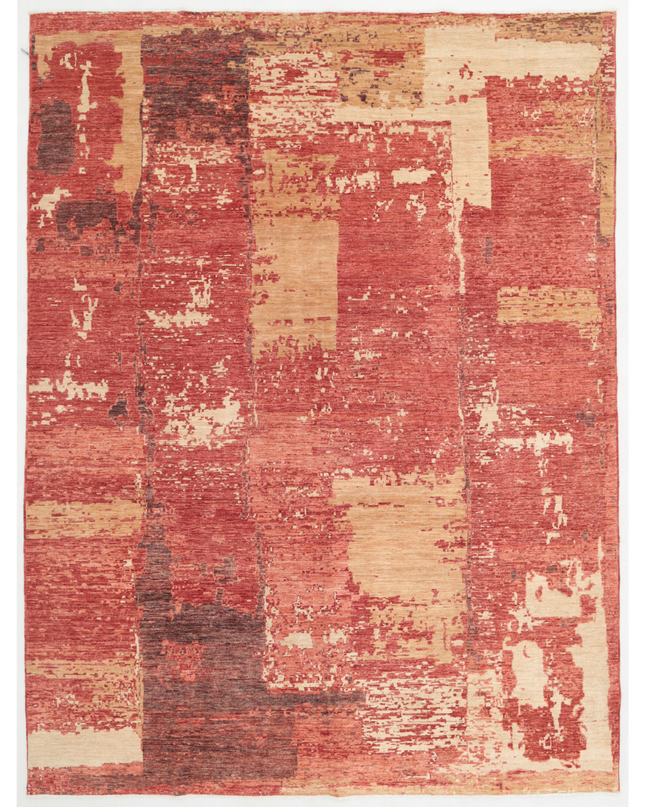 Hand Knotted Abstract Wool Rug 8' 10" X 11' 9"