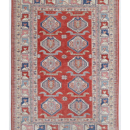 Hand Knotted Kazak Wool Rug 5' 9" X 7' 11"