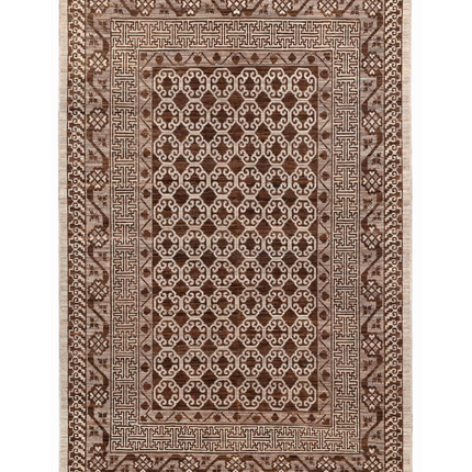 Hand Knotted Khotan Wool Rug 6' 4" X 9' 10"